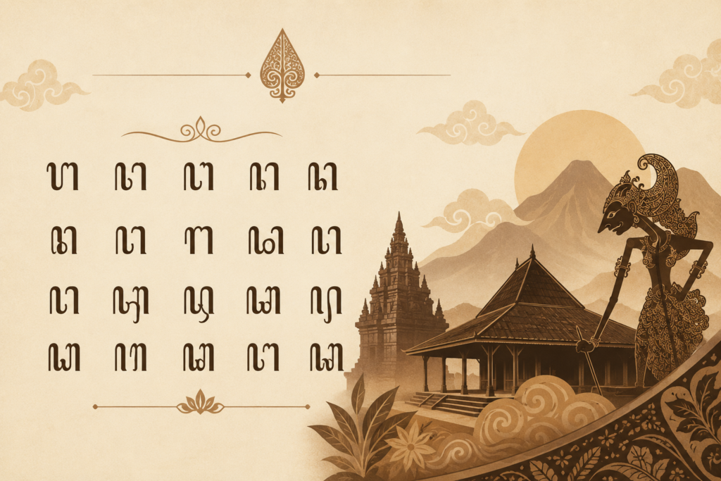 ilustrasi kisah aji saka huruf jawa